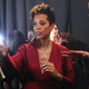 Carly Cushnie, center, prepares models backstage at the Cushnie show during NY Fashion Week on February 8, 2019, in New York City.